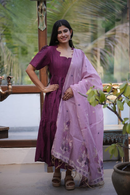 Premium Ethnic Raw Silk Maxi and Duppata-Feeding(With Lining)FC003