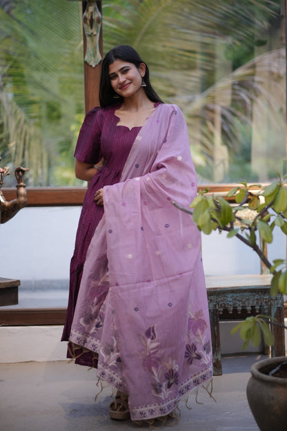 Premium Ethnic Raw Silk Maxi and Duppata-Feeding(With Lining)FC003