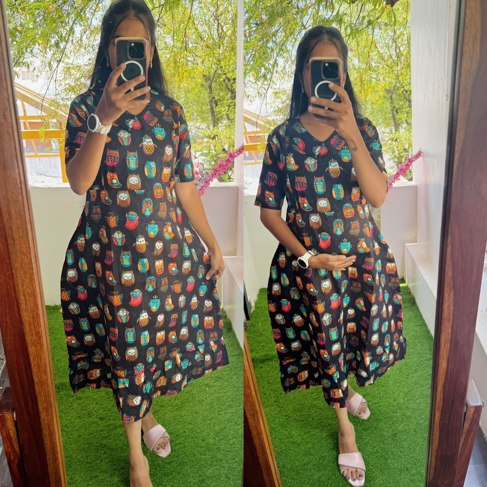 Feeding/Maternity- Pure cotton Aline dress in 5 COLOURS