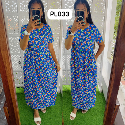 FLR016 Zipless maternity/feeding Loungewear Maxi Pull up Model