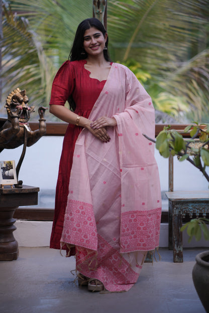 Premium Ethnic Raw Silk Maxi and Duppata-Feeding(With Lining)FC002