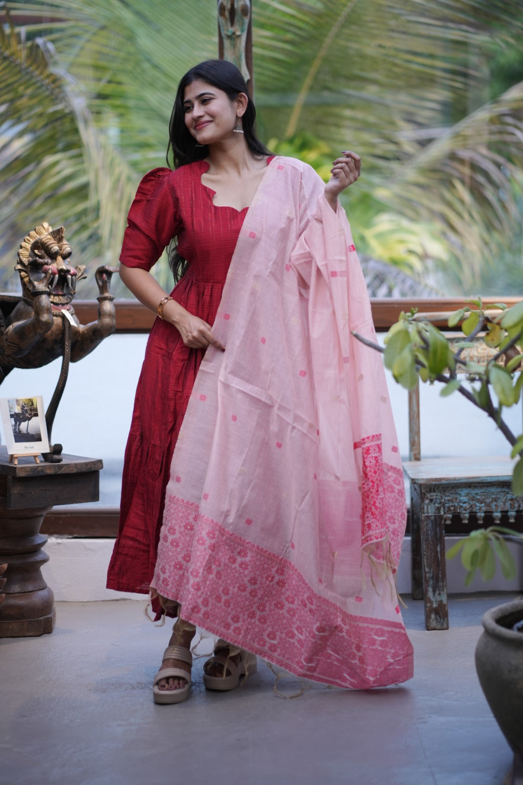 Premium Ethnic Raw Silk Maxi and Duppata-Feeding(With Lining)FC002