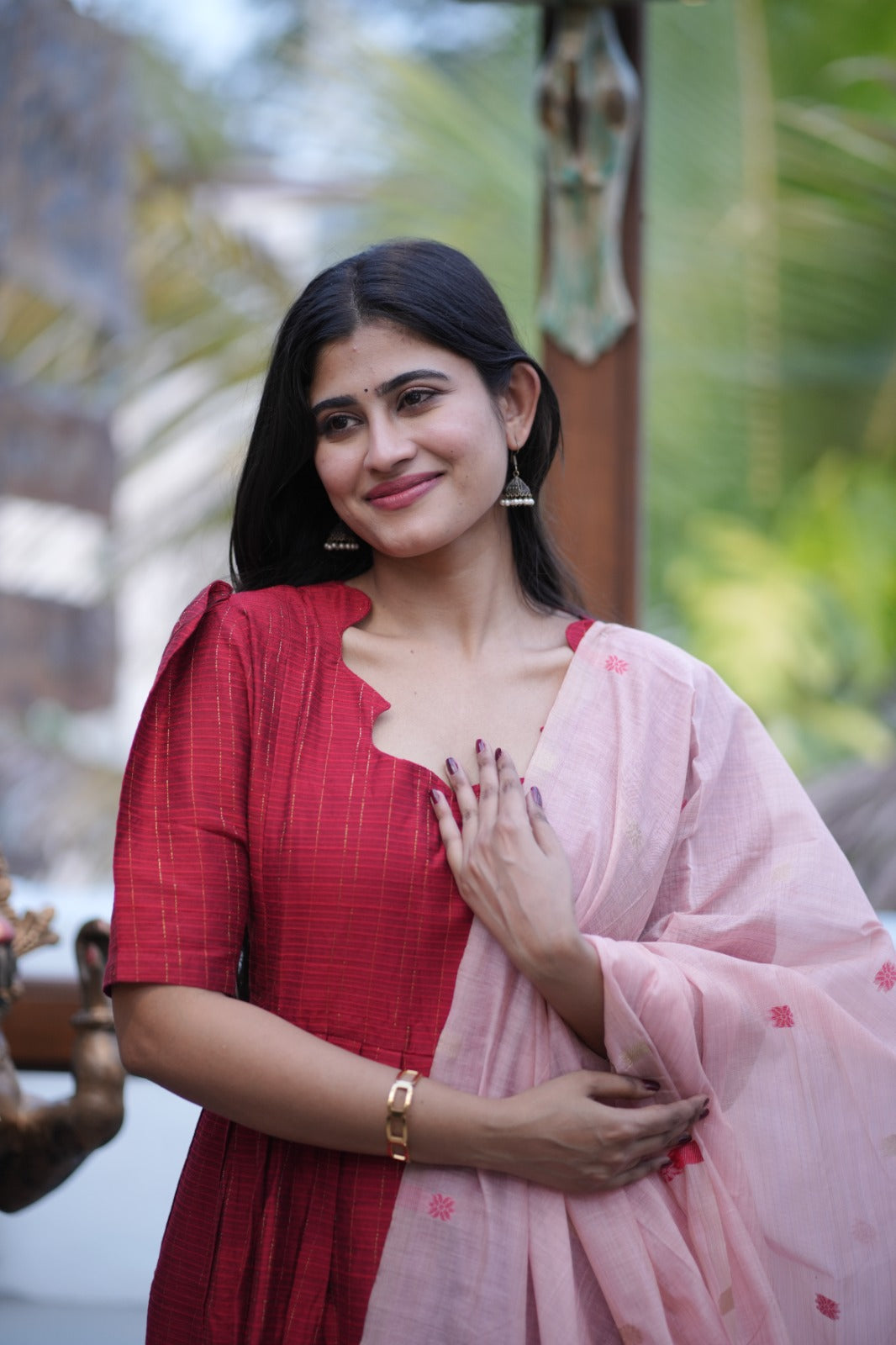 Premium Ethnic Raw Silk Maxi and Duppata-Feeding(With Lining)FC002