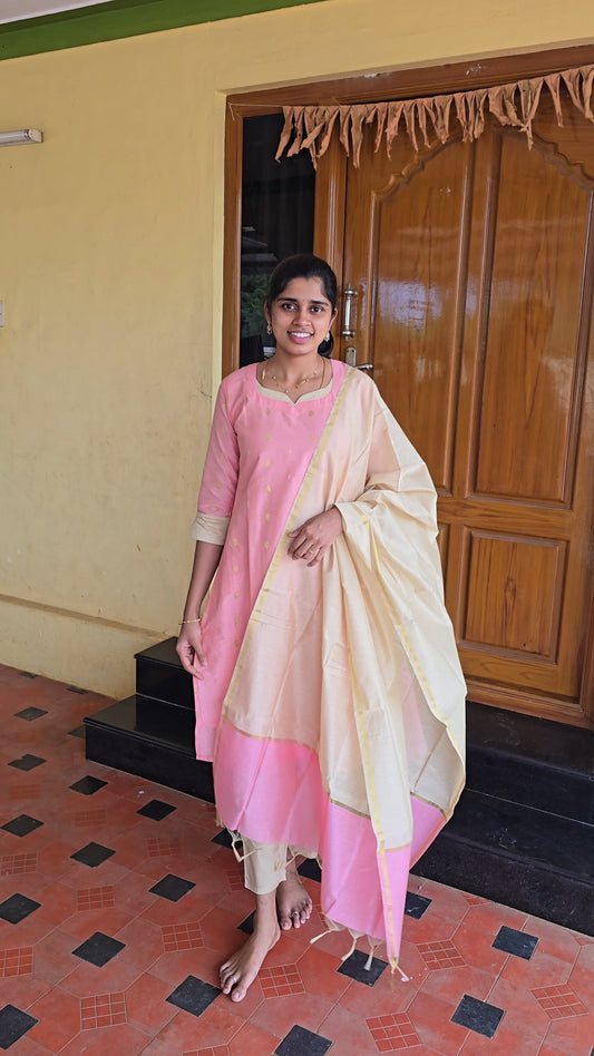 Premium Raw Silk Salwar Set-(Top,Bottom,Duppatta)-Non Feeding Only FC0352