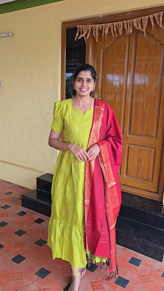 Premium Raw Maxi with Dupatta- Non Feeding Only FC0351