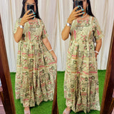 FESTIVE SPECIAL Non - Feeding - Premium Vatican Fabric 3-tier Maxi with Chest lining