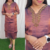 Tissue handwork Kurti (with Lining) ( Non Feeding only)