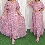 Georgette Maxi short Sleeves inside(with Lining) ( Non Feeding only)