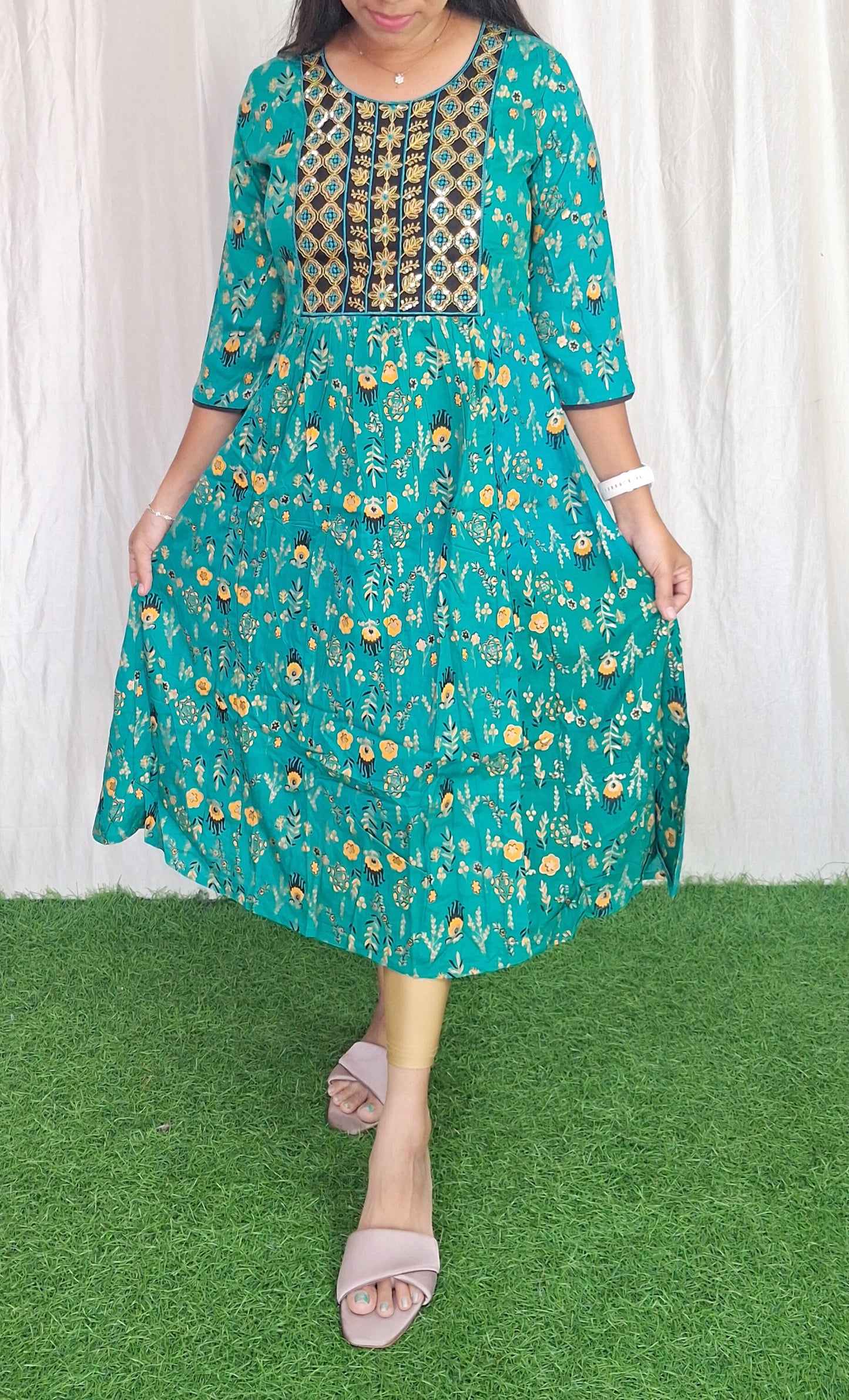 Buy 1 Get 1 Free Rayon Embroidery Kurti( without lining) ( Non Feeding only)-073
