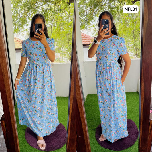 FLN064 Cotton Loungewear Full Maxi (Non-feeding) Length 50-51"