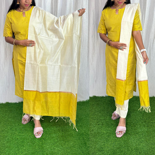 Premium Raw Silk Salwar Set-(Top,Bottom,Duppatta)-Non Feeding Only FC0313