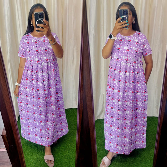 FLR001  Zipless maternity/feeding Loungewear Maxi Pull up Model