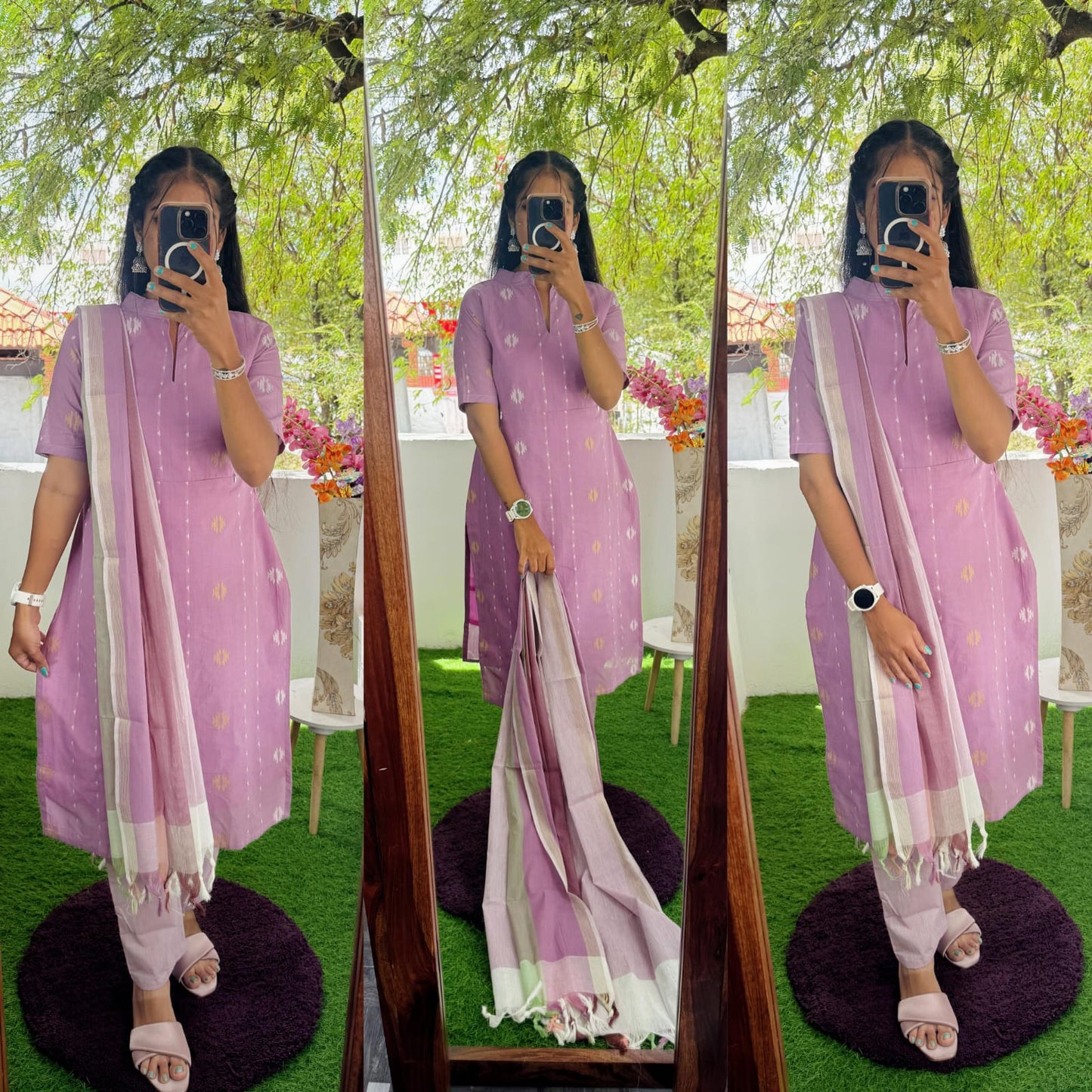 Premium Ikkat Cotton Salwar Set-(Top,Bottom,Duppatta)- Feeding/Non Feeding FC0283