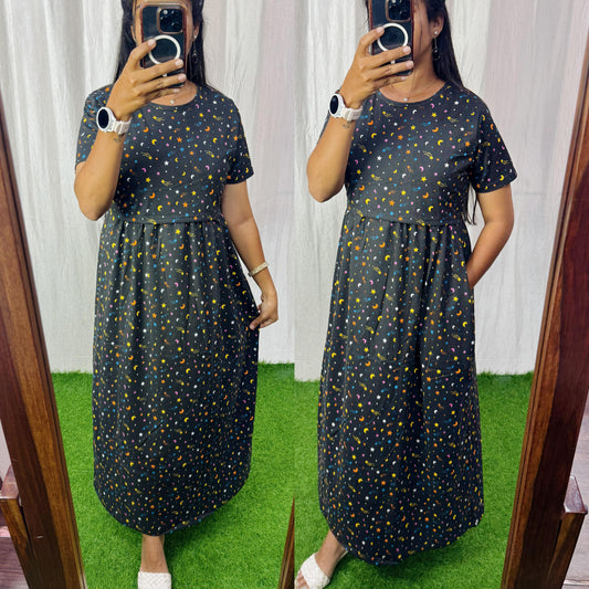 PL040 Buy 3 @1200/- Zipless maternity/feeding Loungewear Maxi Pull up Model