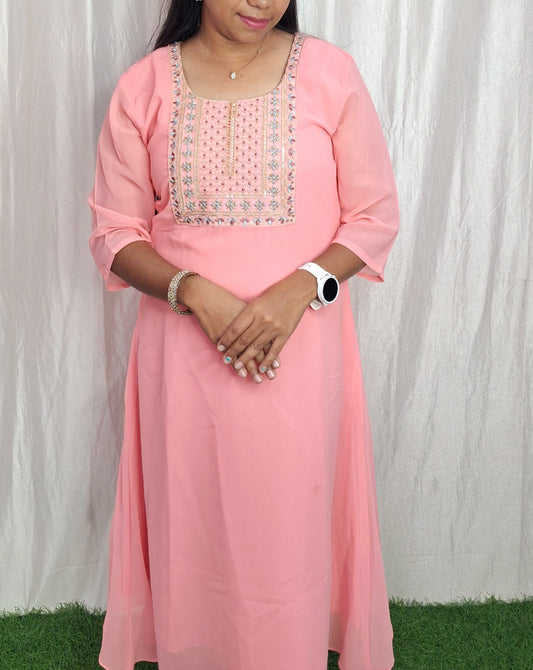 Georgette Work Kurti (with Lining) ( Non Feeding only)