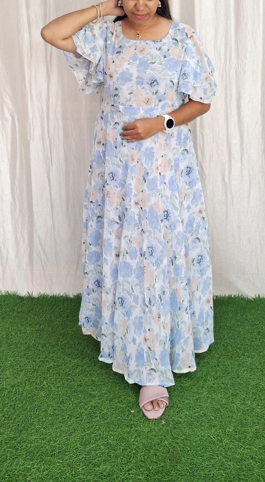 Georgette Maxi Short Sleeves inside(with Lining) ( Non Feeding only)