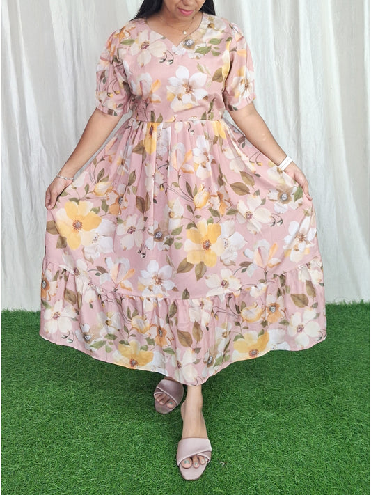 Buy 1 Get 1 Free Chinon Printed Gowns (with Lining) ( Non Feeding only)-086