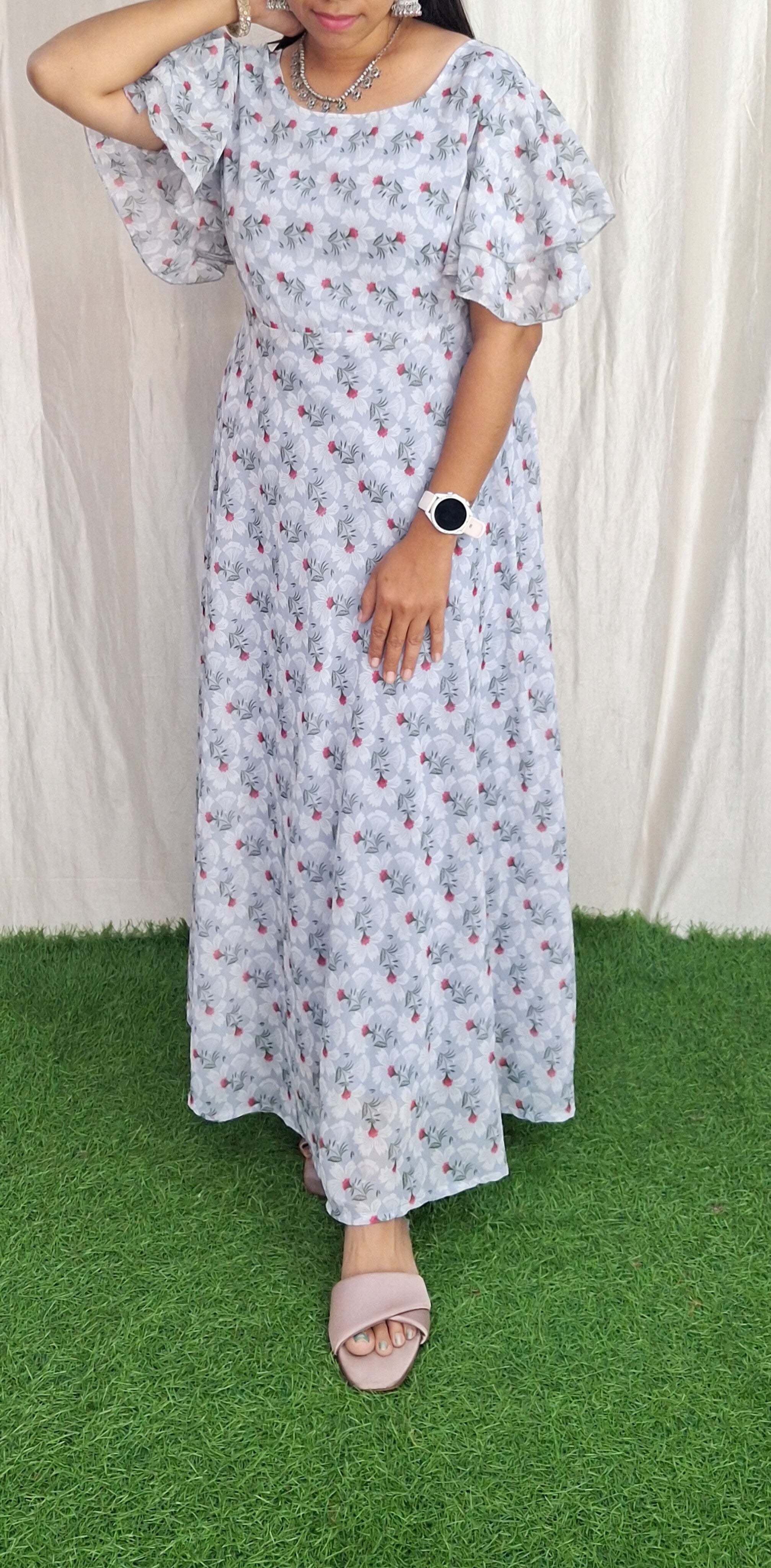 Georgette Maxi Short Sleeves inside(with Lining) ( Non Feeding only)