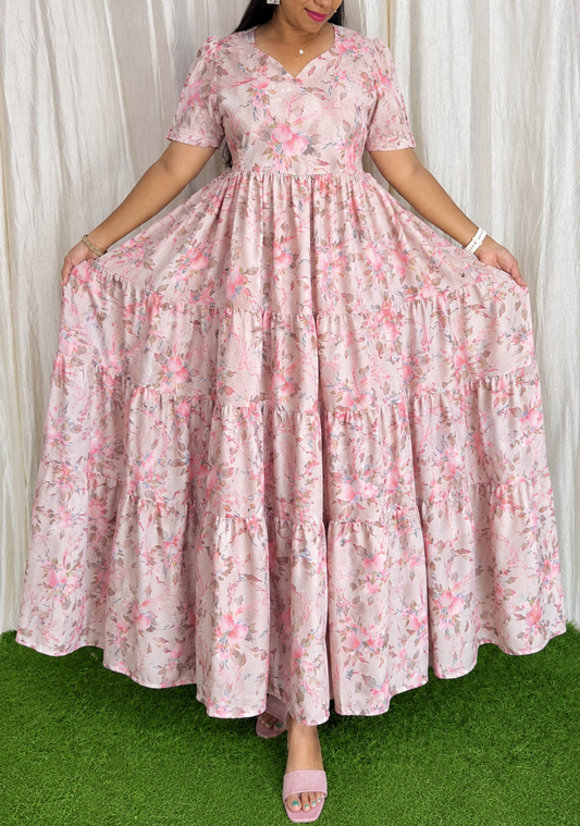 Maya  Maxi-Feeding Premium Heavy quality Georgette 3-Tier Maxi (With Lining)