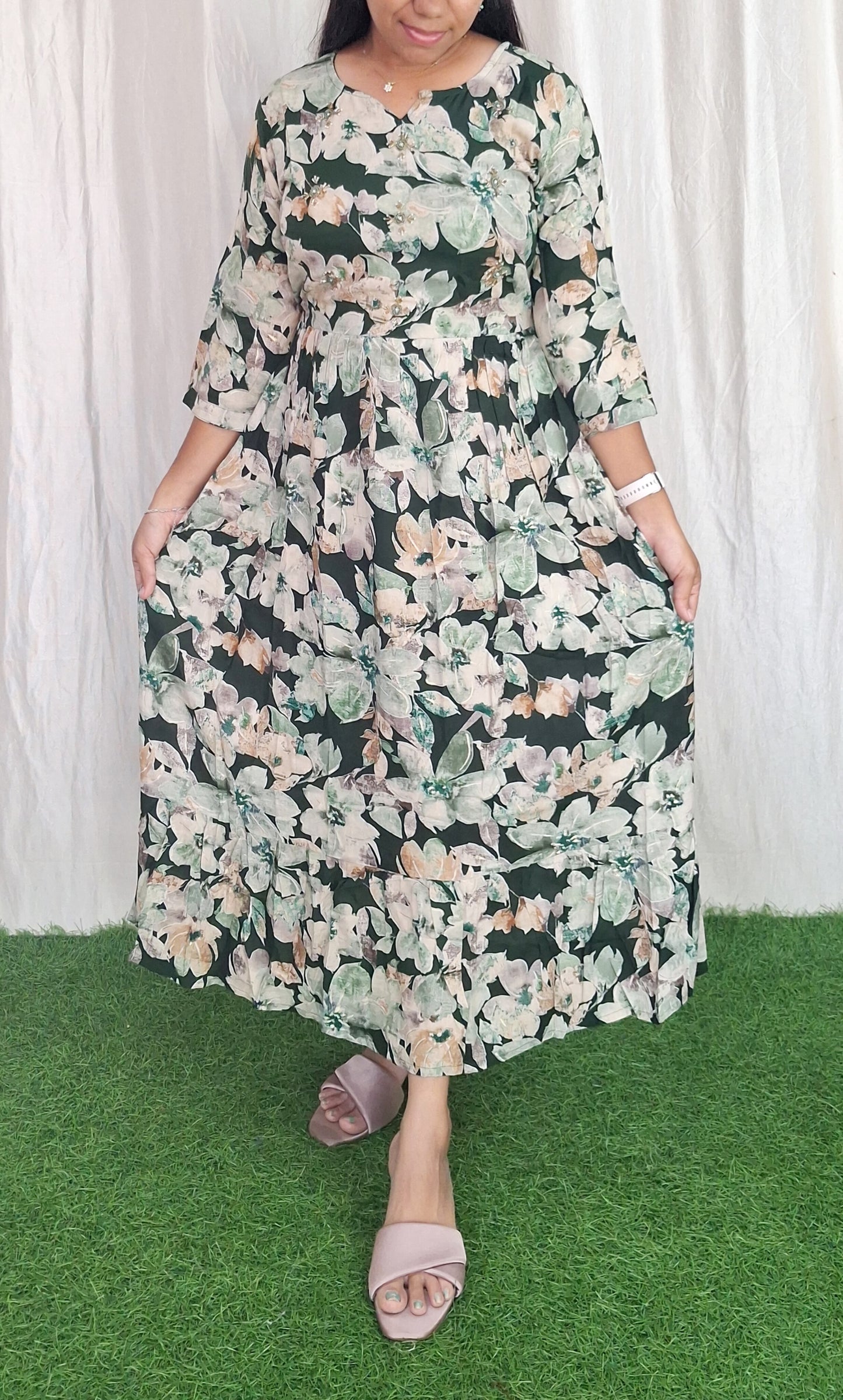 Buy 1 Get 1 Free Rayon Handwork Kurti( without lining) ( Non Feeding only)-060