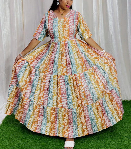 FESTIVE SPECIAL Non Feeding Premium Vatican Fabric 3-tier Maxi with Chest lining