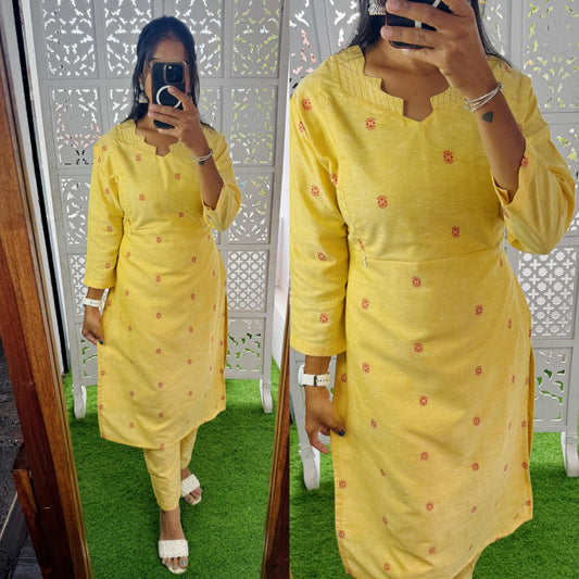 Premium Handloom Cotton with butta weaves Coord Set- Feeding FC0119