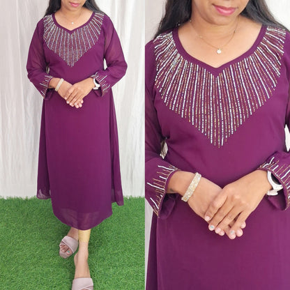 Georgette Work Kurti (with Lining) ( Non Feeding only)-110