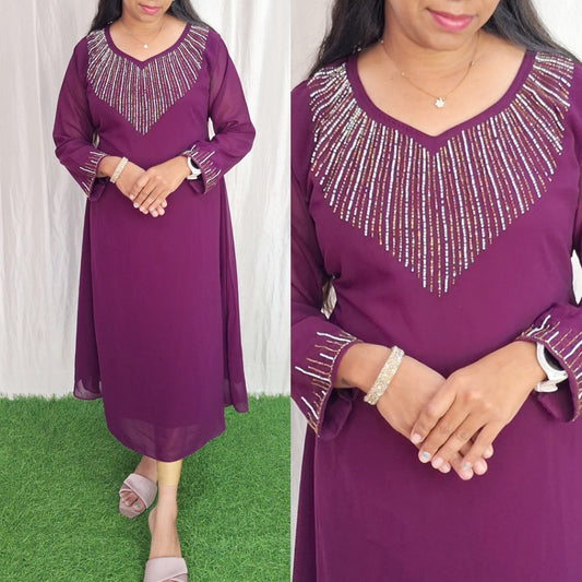 Georgette Work Kurti (with Lining) ( Non Feeding only)-110