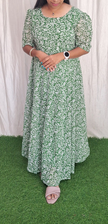 Georgette Maxi short Sleeves inside(with Lining) ( Non Feeding only)