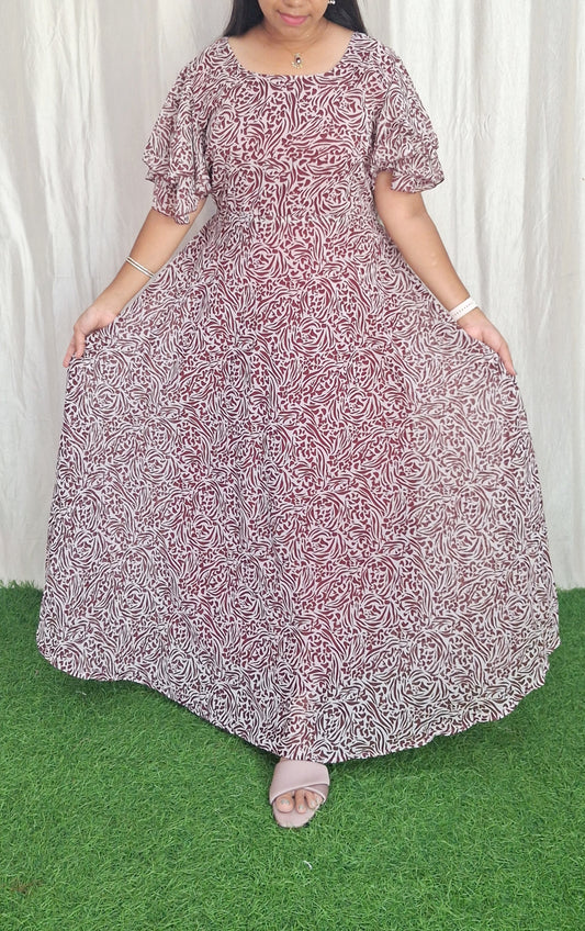 Georgette Maxi short Sleeves inside(with Lining) ( Non Feeding only)