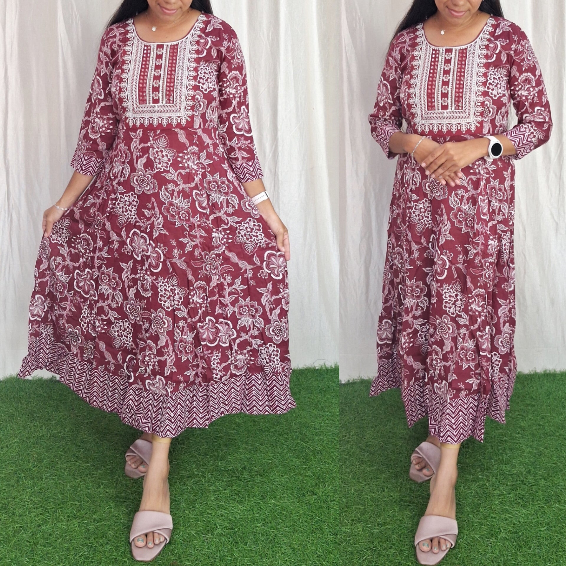 Buy 1 Get 1 Free Rayon Embroidery Kurti( without lining) ( Non Feeding only)-062
