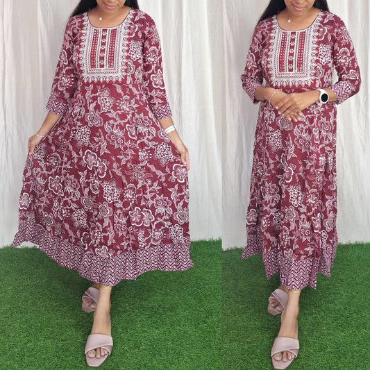 Buy 1 Get 1 Free Rayon Embroidery Kurti( without lining) ( Non Feeding only)-062
