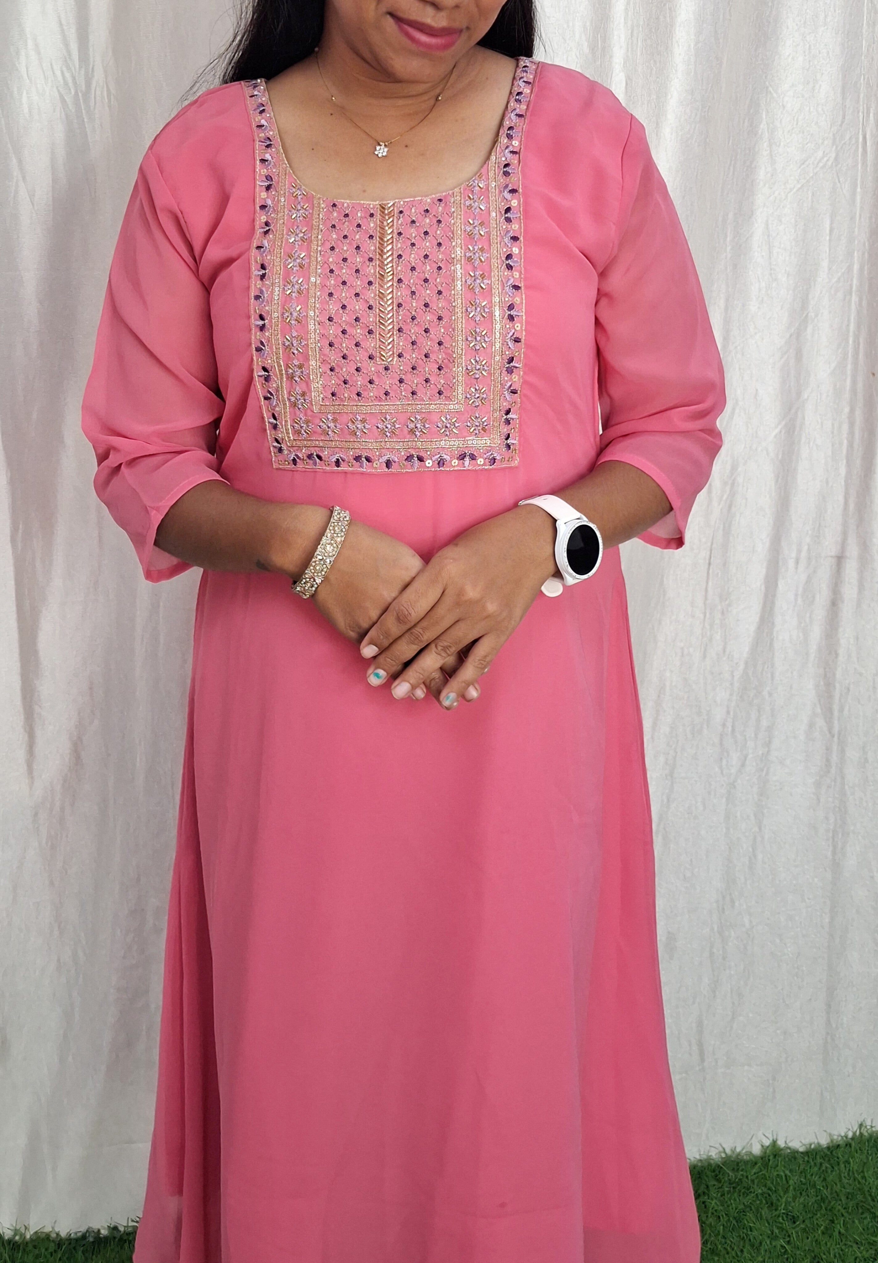 Georgette Work Kurti (with Lining) ( Non Feeding only)