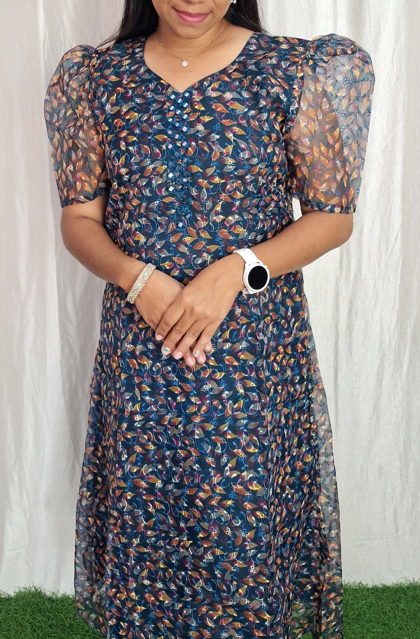 Buy 1 Get 1 Free Oragnza Printed work Kurti (with Lining) ( Non Feeding only)