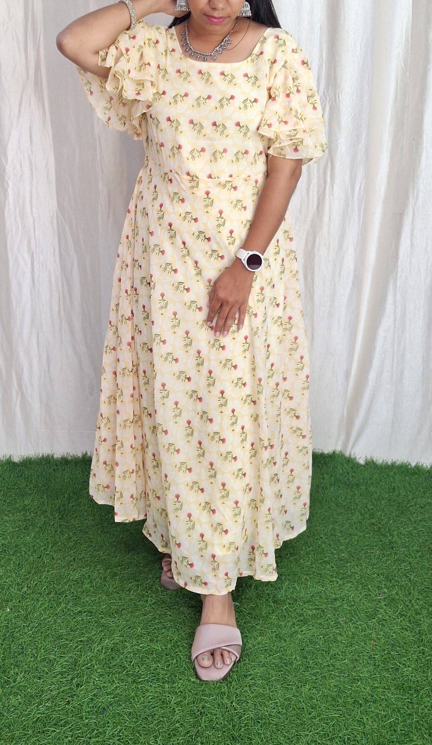 Georgette Maxi Short Sleeves inside(with Lining) ( Non Feeding only)