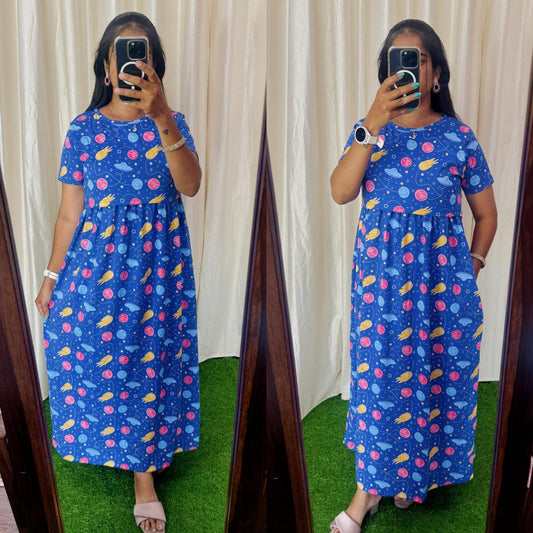 FLR002 Zipless maternity/feeding Loungewear Maxi Pull up Model