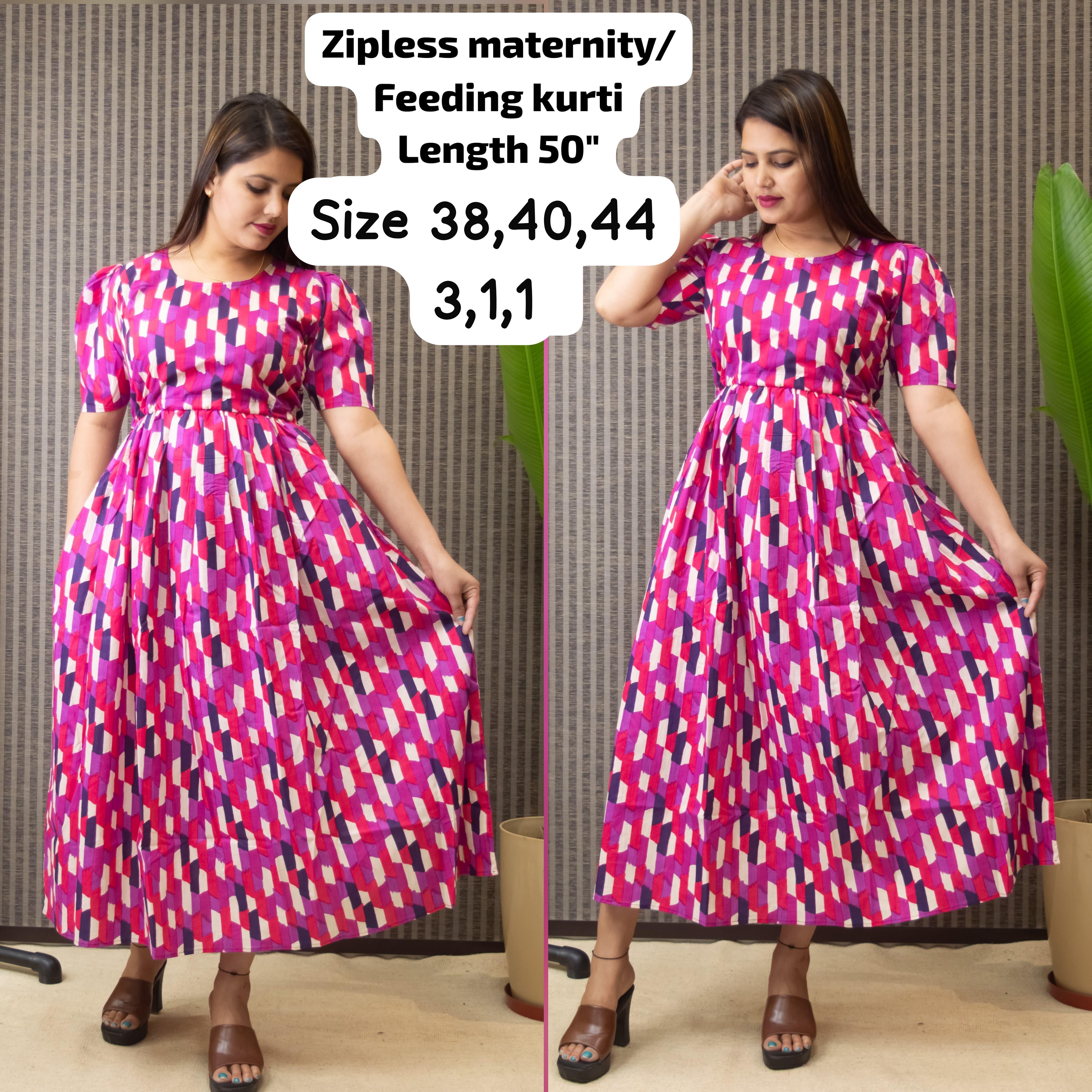 PULL UP MATERNITY/Zipless FEEDING KURTIS (Without lining)