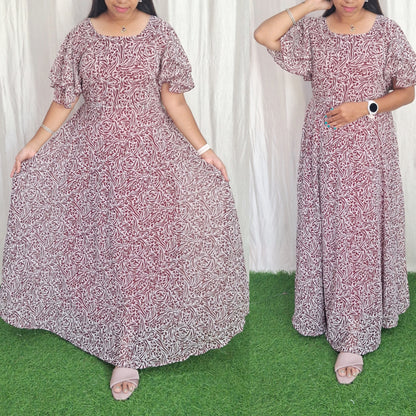 Georgette Maxi short Sleeves inside(with Lining) ( Non Feeding only)