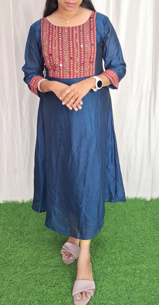 Buy 1 Get 1 Free Vichitra Silk Kurti with Lining ( Non Feeding only)-30