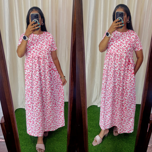 FLR007 Zipless maternity/feeding Loungewear Maxi Pull up Model