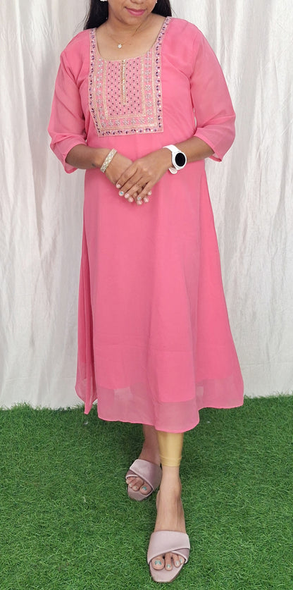 Georgette Work Kurti (with Lining) ( Non Feeding only)