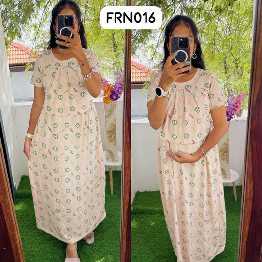 Buy 3 @1200/- Frill Zipless maternity/feeding Loungewear Maxi Pull up Model