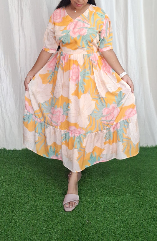 Buy 1 Get 1 Free Chinon Printed Gowns (with Lining) ( Non Feeding only)-084