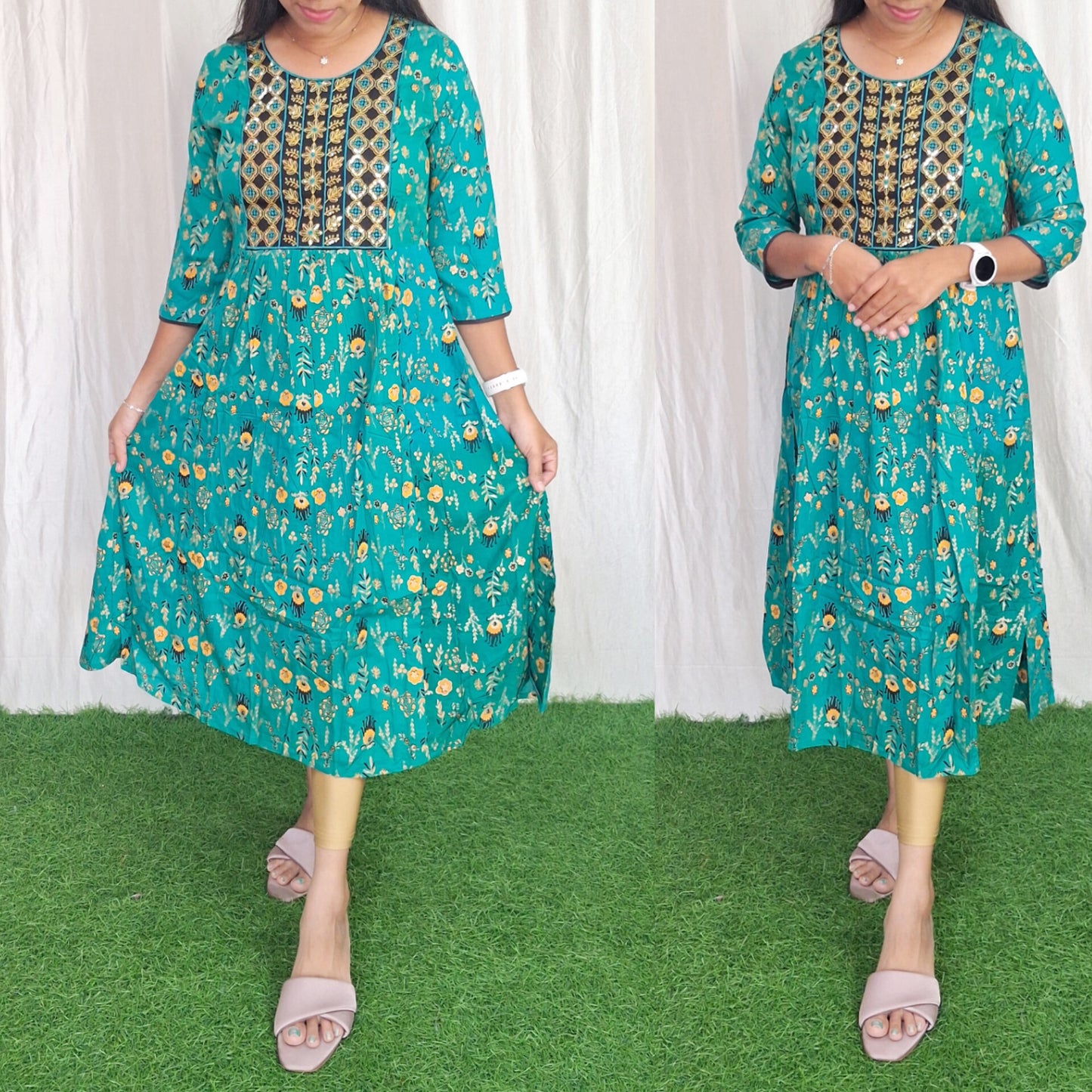 Buy 1 Get 1 Free Rayon Embroidery Kurti( without lining) ( Non Feeding only)-073