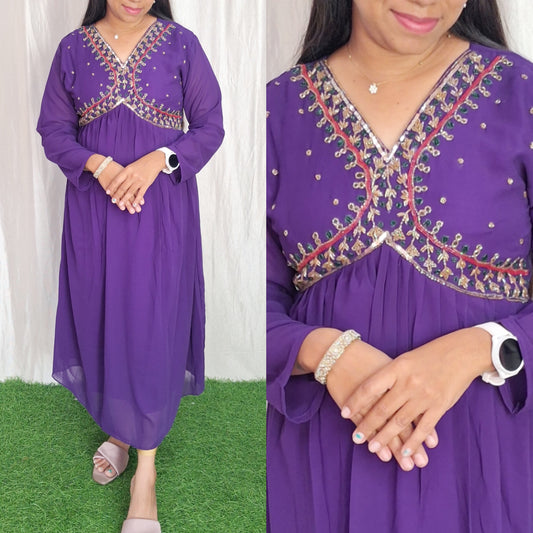 Buy 1 Get 1 Free Georgette Handwork Kurti with Lining ( Non Feeding only)-024