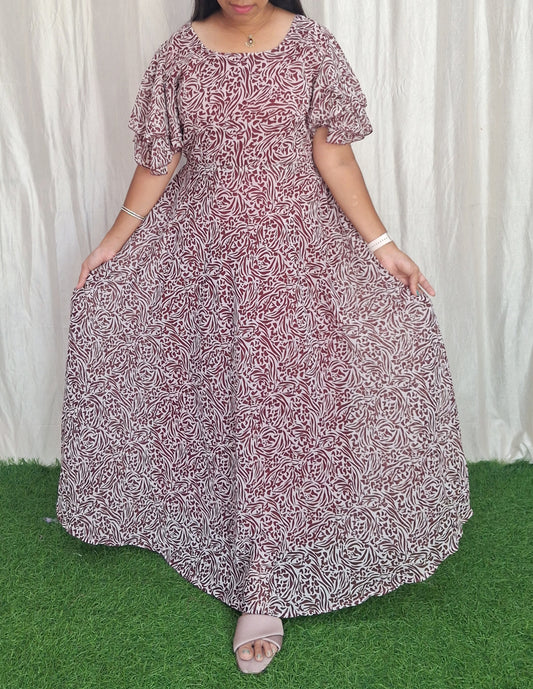 Georgette Maxi Short Sleeves inside(with Lining) ( Non Feeding only)-114