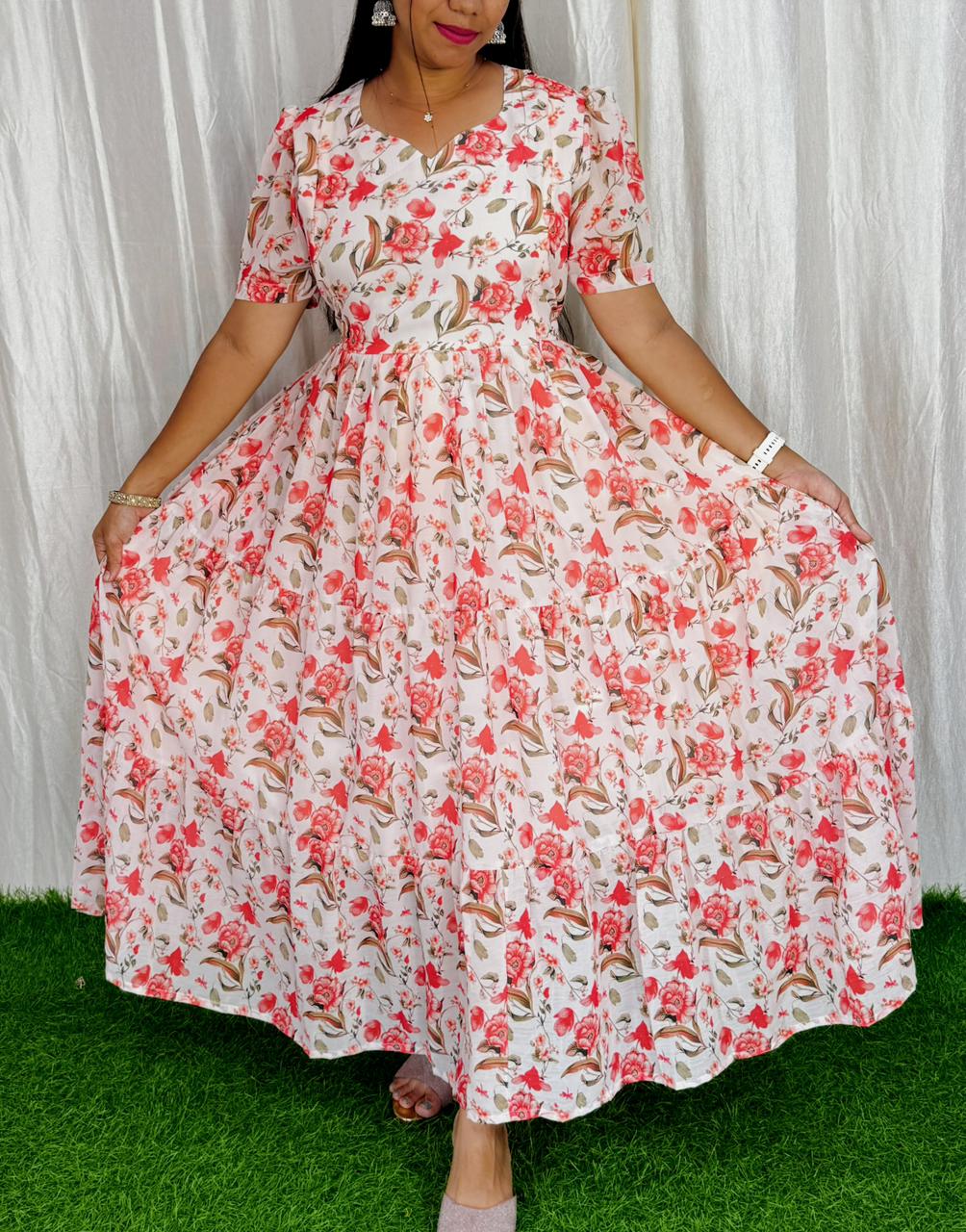 MayaOC8 Maxi-Feeding/Non feeding-Premium Heavy quality Georgette 3-Tier Maxi (With Lining)