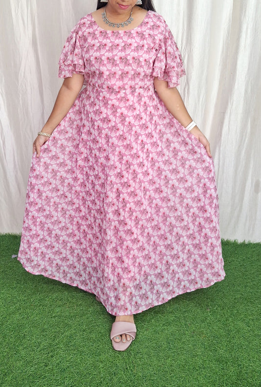 Georgette Maxi Short Sleeves inside(with Lining) ( Non Feeding only)