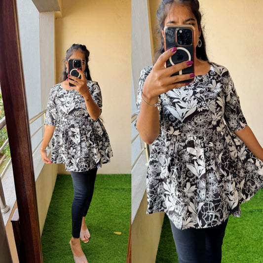 SUMMER SPECIAL PEPLUM TOP IN BEAUTIFUL PRINTS- Non Feeding Only