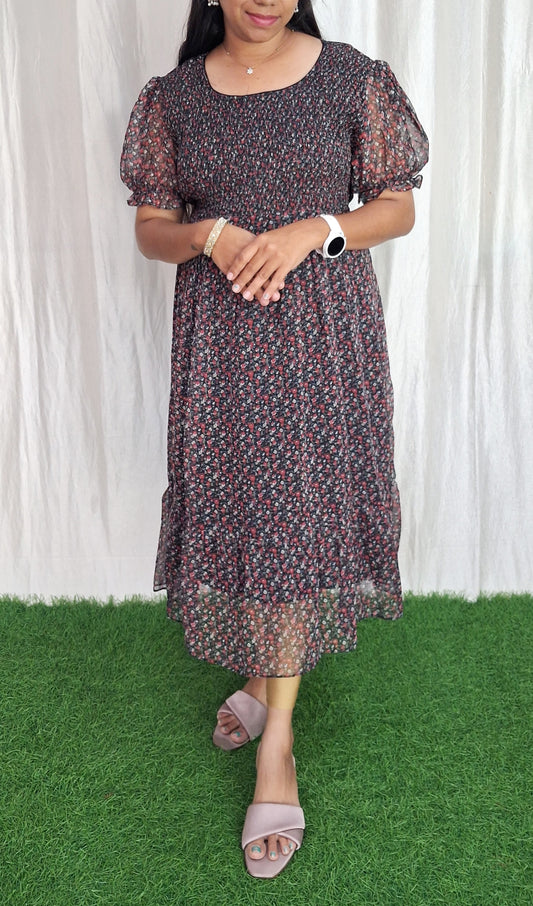 Buy 1 Get 1 Free Georgette Smoking Dress (with Lining) ( Non Feeding only)-099